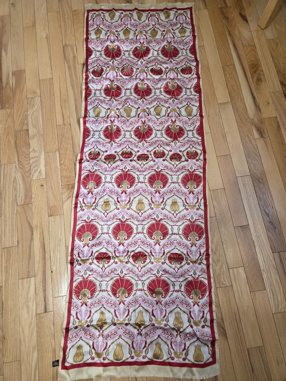 Vintage Indian Silk Scarf – Rich Red & Gold Statement